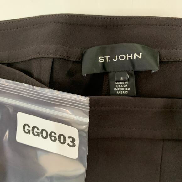 St. John 4 Chocolate Brown Flat Front Side Zip Tapered Trousers Country Club - Picture 3 of 8